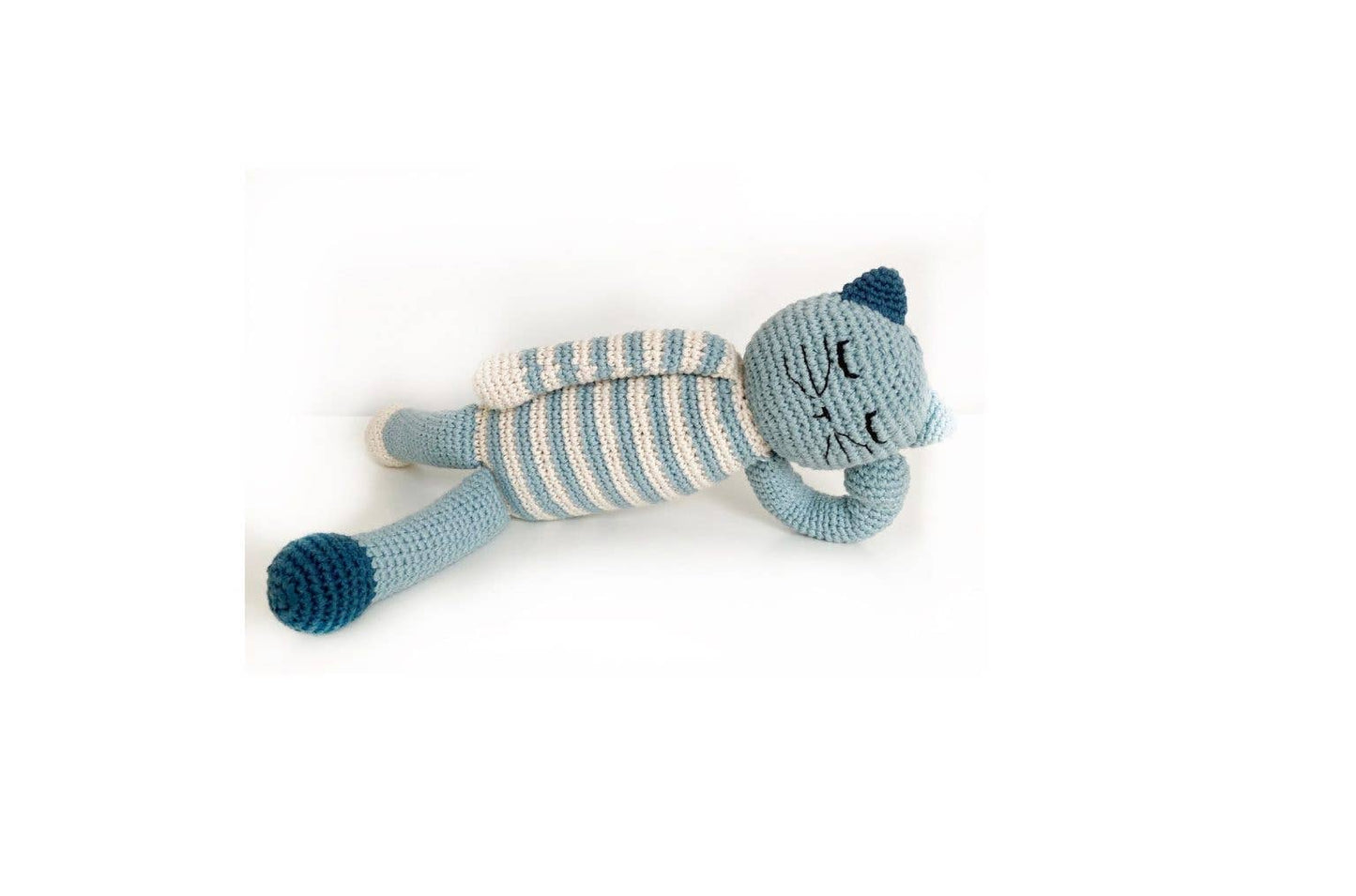 Baby Toy Sleeping kitten rattle blue