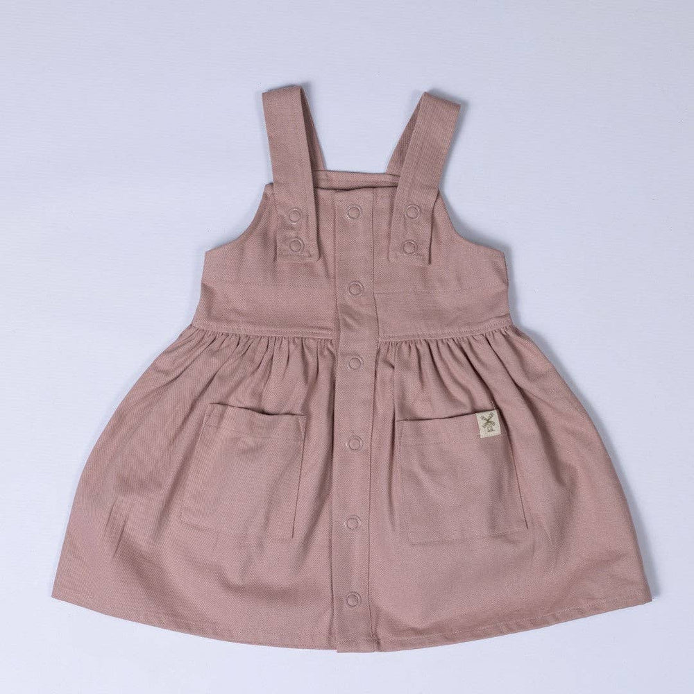 Girls Pleated Dress With Straps: Dusty Pink