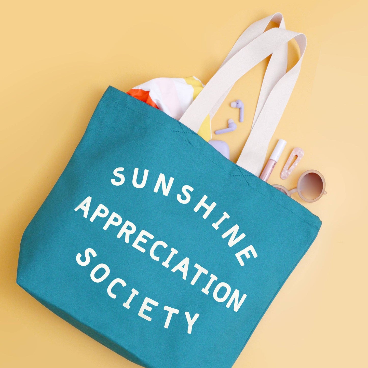 
                  
                    Sunshine Appreciation Society - Tropical Blue Canvas Tote Bag
                  
                