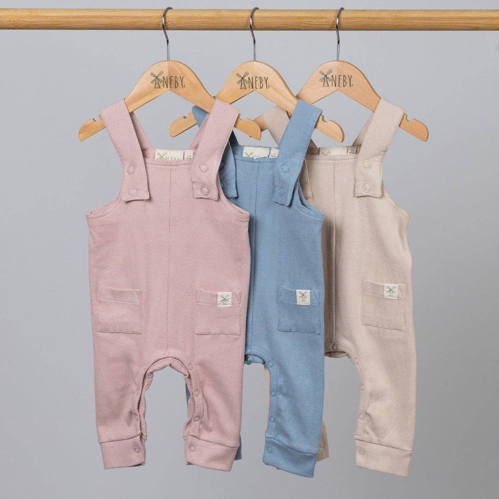 Baby Ribbed Cotton Dungarees: Oat