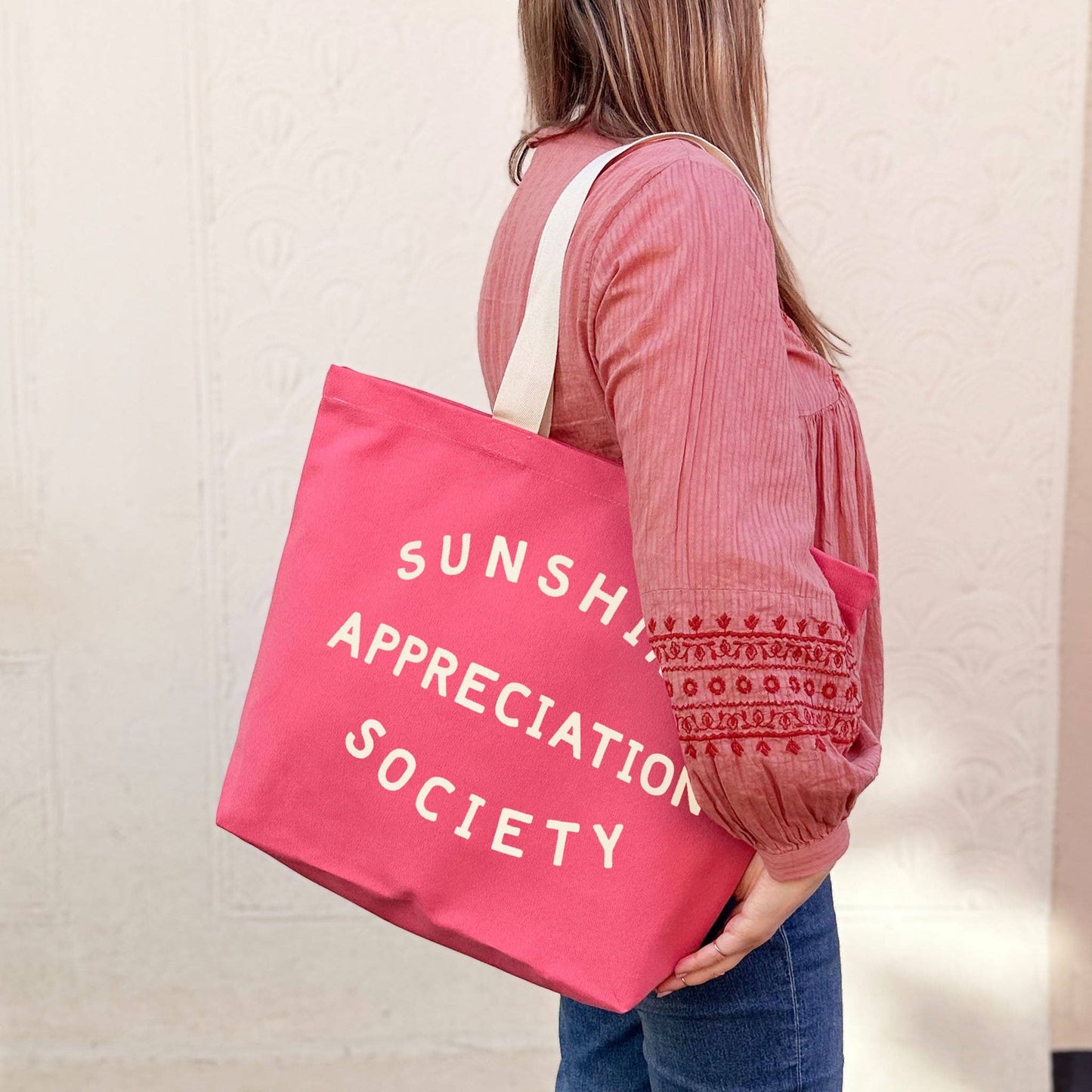 
                  
                    Sunshine Appreciation Society - Bright Pink Canvas Tote Bag
                  
                