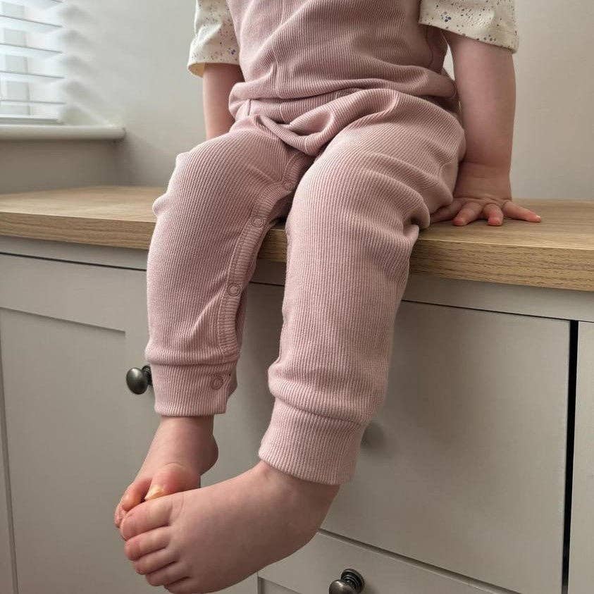 
                  
                    Baby Ribbed Cotton Dungarees: Dusty Pink
                  
                