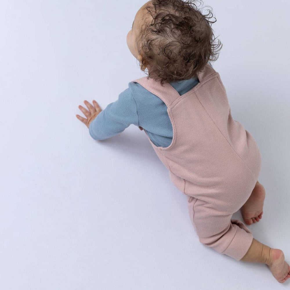 
                  
                    Baby Ribbed Cotton Dungarees: Dusty Pink
                  
                