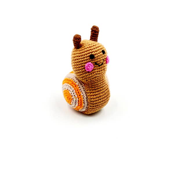 Handmade soft Baby Toy Snail rattle - brown sugar