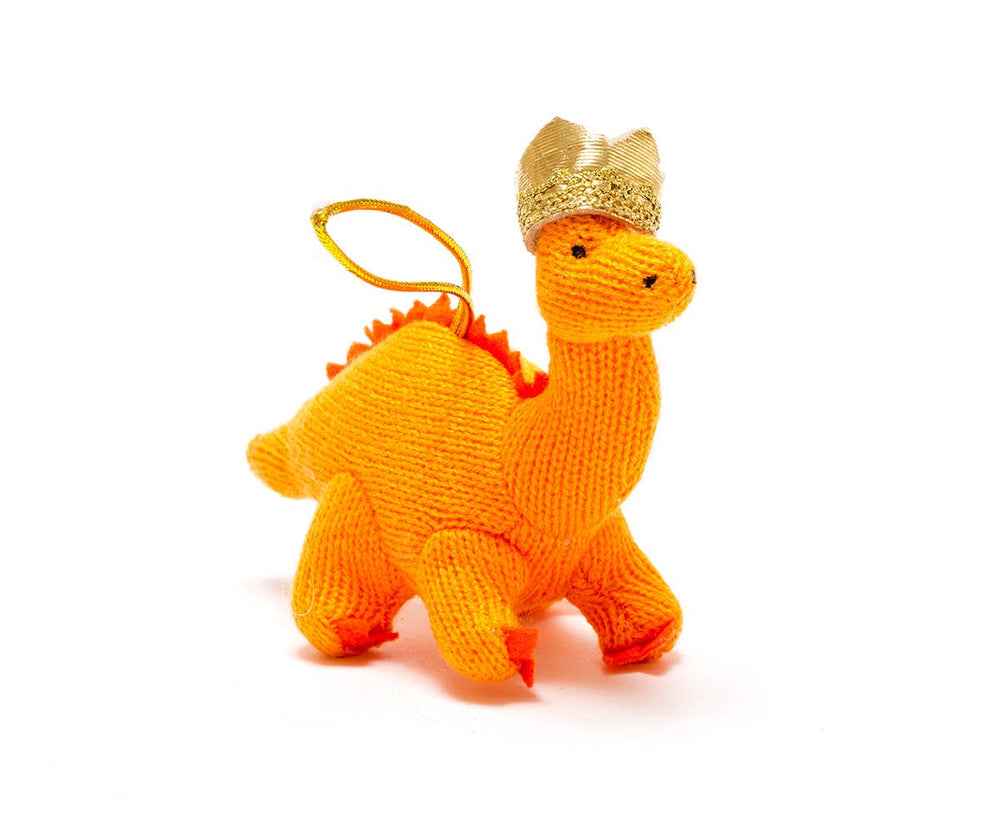 Knitted Dippy the Duchess Dinosaur with Crown Ornament