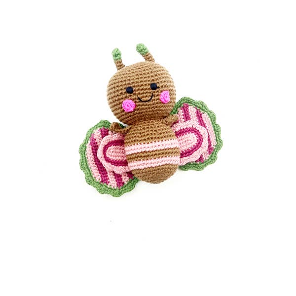 Handmade soft Baby Toy Butterfly rattle - pink