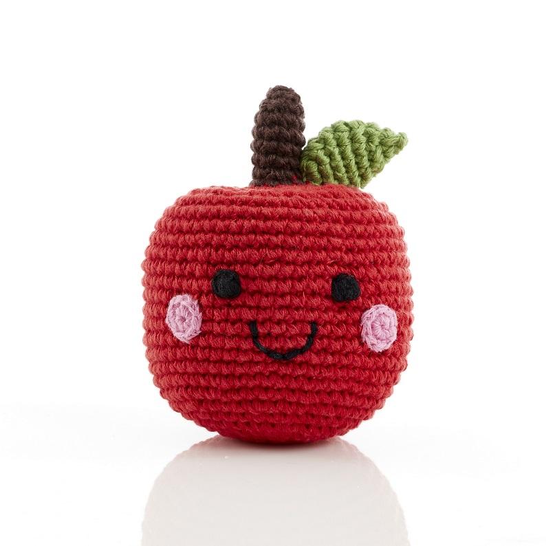 Friendly Crochet Red Apple  Rattle