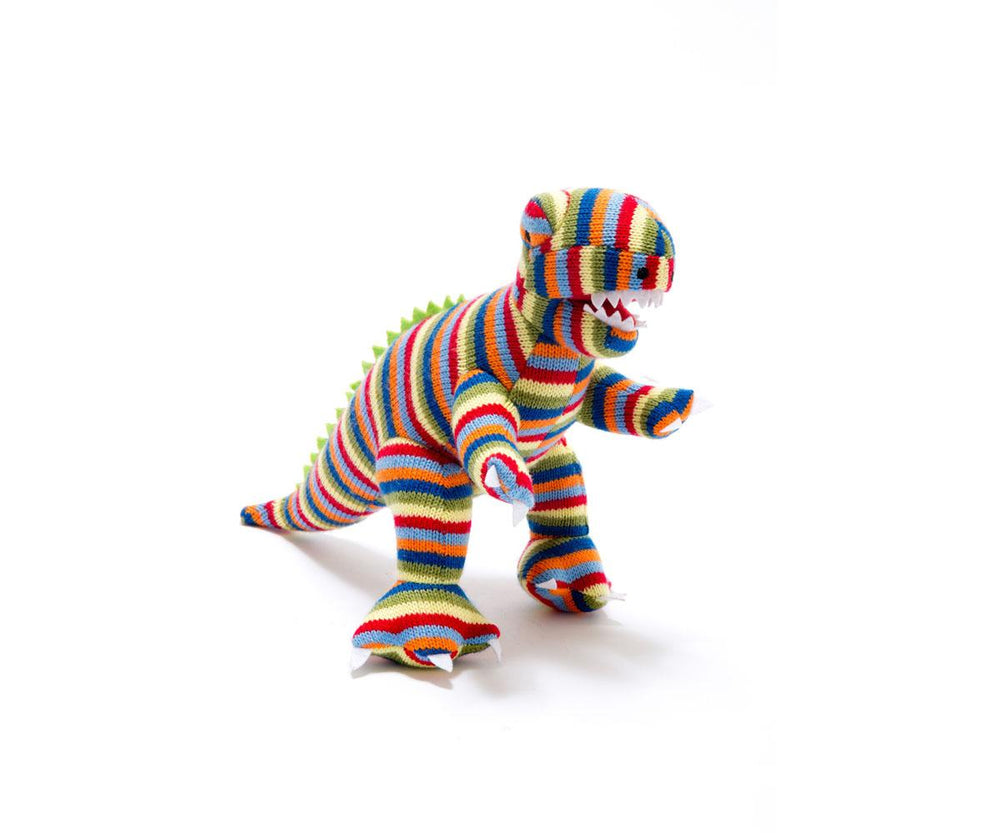 Knitted Stripe T Rex Dinosaur Toy - 'TOBY'