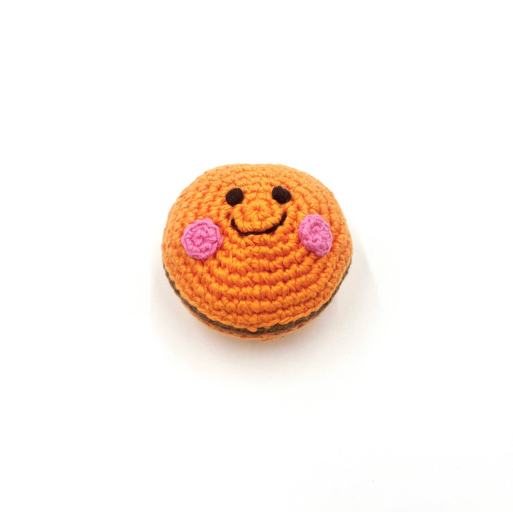 Crochet toy handmade Friendly macaron rattle-orange