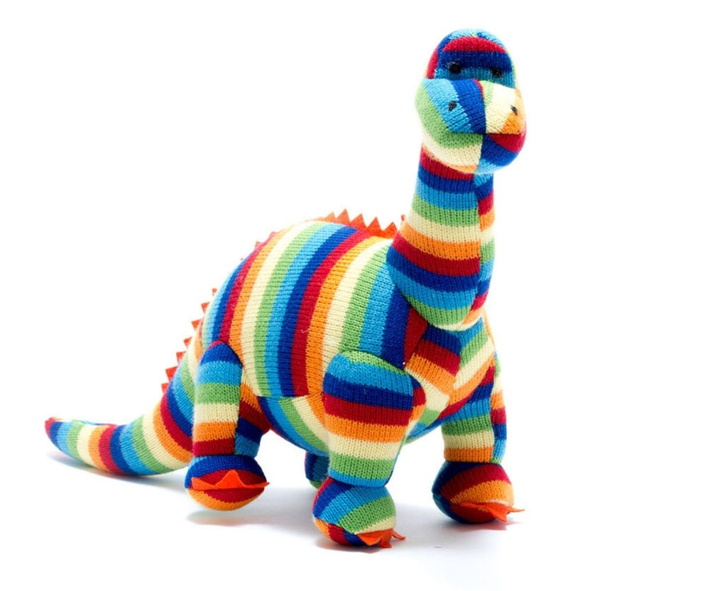 Knitted Diplodocus Toy - 'DIPPY' Bold stripe