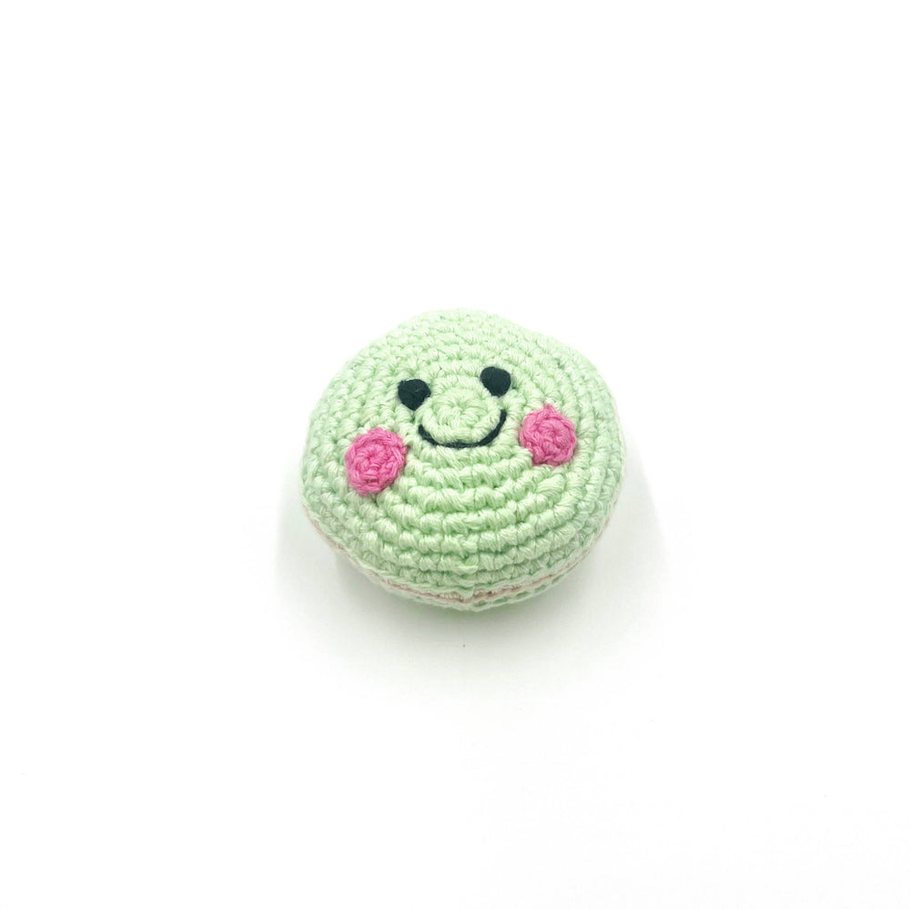 Crochet toy handmade Friendly macaron rattle-pistachio