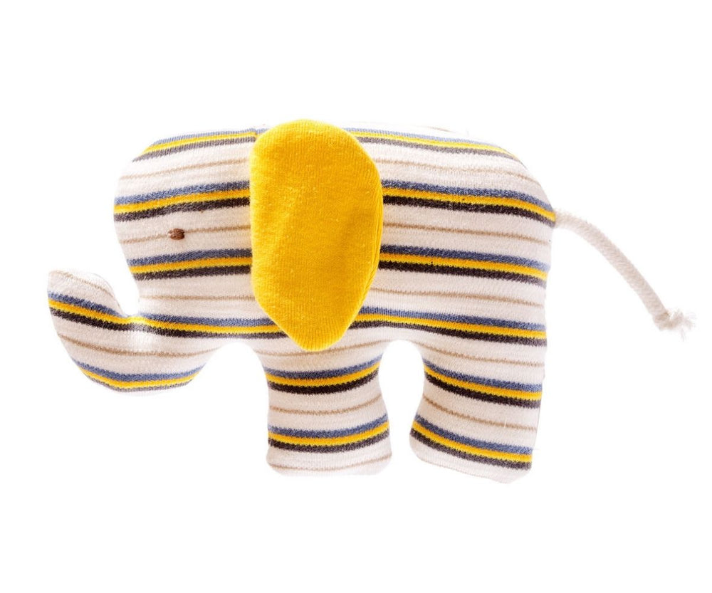 Scrappy Elephant - Blue & white striped with yellow ears