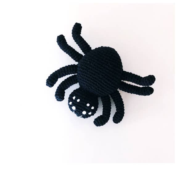 Handmade soft Baby Toy Spider rattle - black