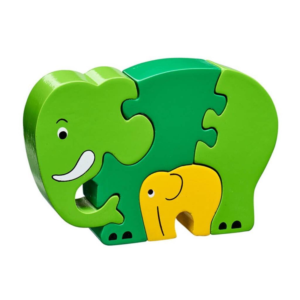 Lanka Kade Wooden Green Elephant with baby Puzzle