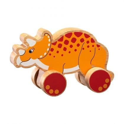 Wooden Triceratops Push along