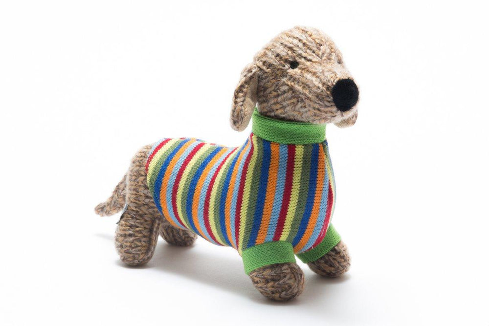 Knitted Sausage Dog with Jumper.