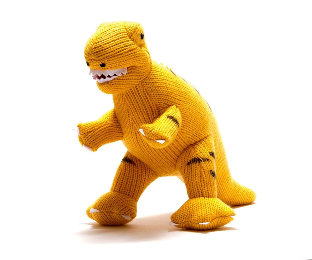 Knitted Yellow T Rex Dinosaur Toy - 'TOBY'